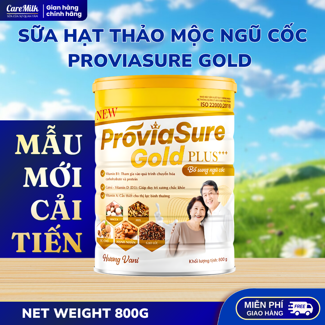 Sữa Hạt Thuần Chay Proviasure Gold Xương Khớp Bổ Sung Ngũ Cốc, Dưỡng Chất Giúp Ăn Ngon, Ngủ Ngon Lon 800 Gram