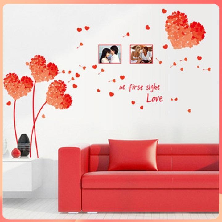 Decal dán tường Trang Trí Phòng Tân Hôn, Decal Dán tường trang trí phòng ngủ, Tránh Dán tường hình trái tim