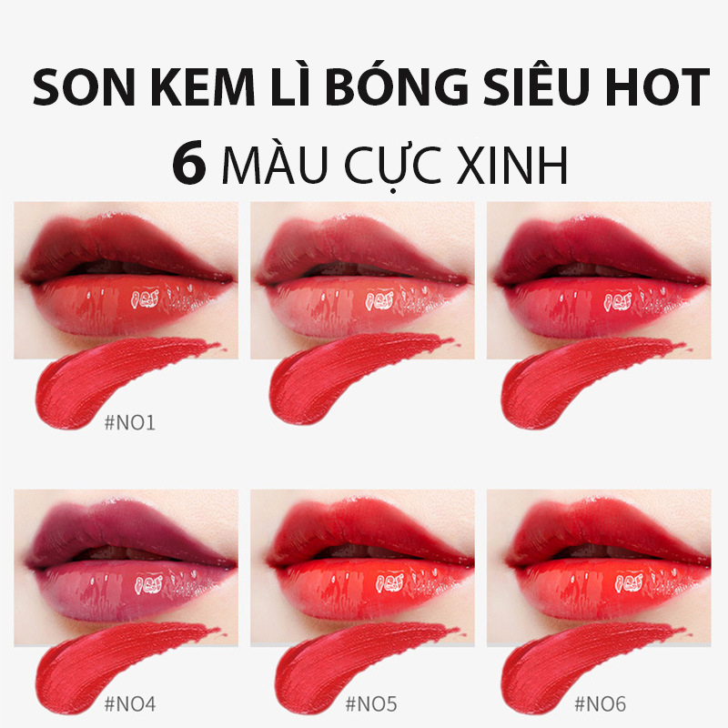 Son kem bóng bền màu QEAMEU 6 màu siêu đẹp - Son lâu trôi dưỡng môi căng mọng