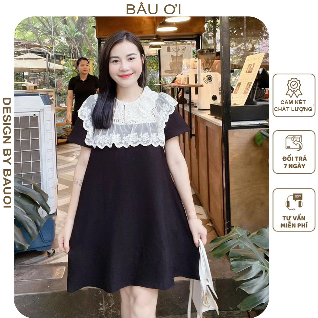 Đầm bầu thời trang thiết kế dáng suông mặc đi làm đi chơi đều đẹp - đầm bầu babydoll freesize