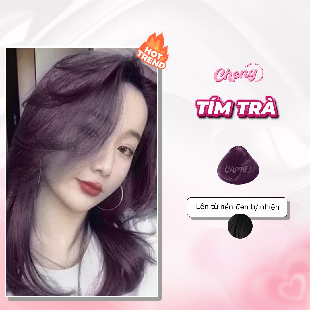 HOÀN TIỀN 15% - Thuốc Nhuộm Tóc Màu TÍM TRÀ Không Tẩy | Chenglovehair Chenglovehairs