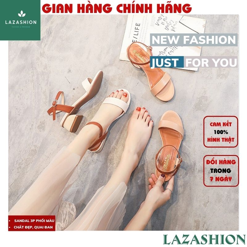(MUA 1 TẶNG 1)giày dép nữ🌸sandal dây ,Giày sandal da mềm 3p quay nâu ,giày sandal gót vuông 3 phân cực xinh ,quai hậu cài ,phối màu phá cách đi học ,đi chơi ,đi làm GIAN HÀNG CHÍNH HÃNG LAZASHION