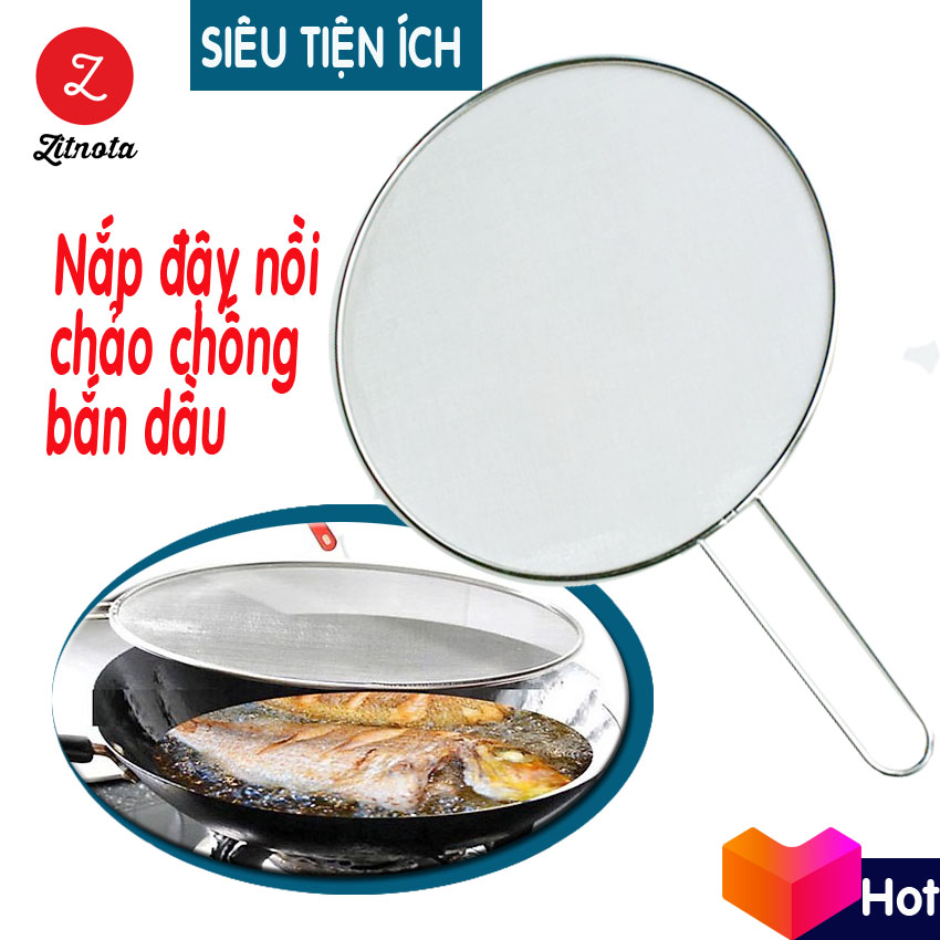 [Tuần lễ giảm giá nhà bếp] Nắp chảo chống bắn mỡ bằng inox, nắp chảo chống bắn dầu ăn, tấm chắn bằng thép không gỉ chống bắn dầu chiên - Zitnota shop
