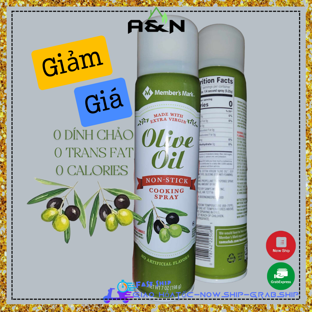 Dầu xịt ăn kiêng olive member's mark - không calo