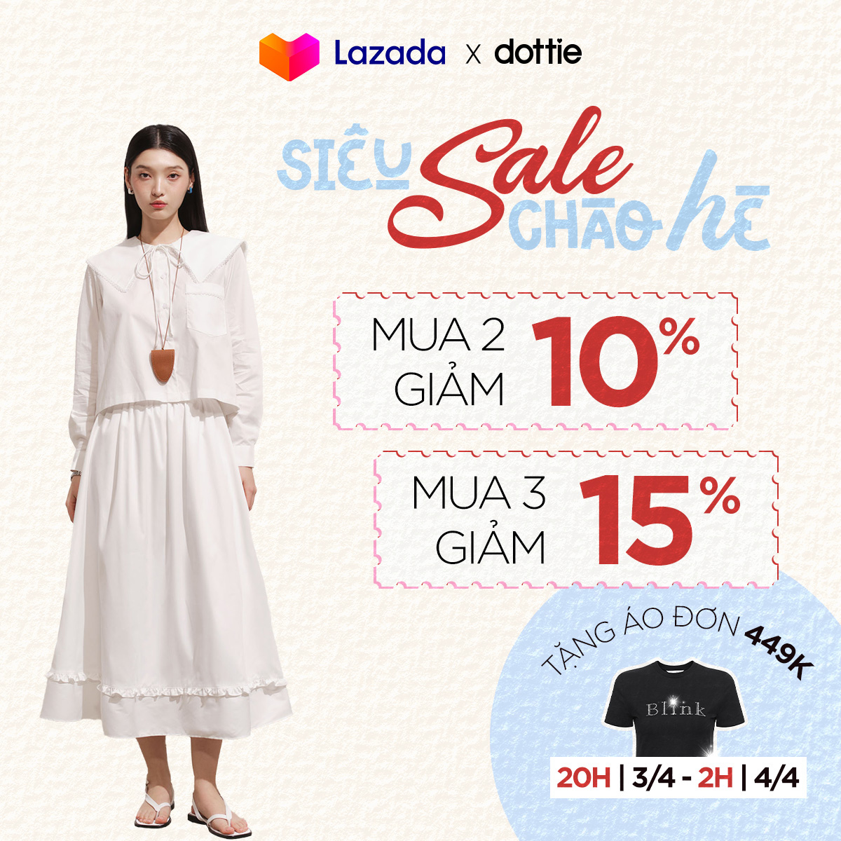 DOTTIE - Chân váy dài phối bèo - Trắng - S0257