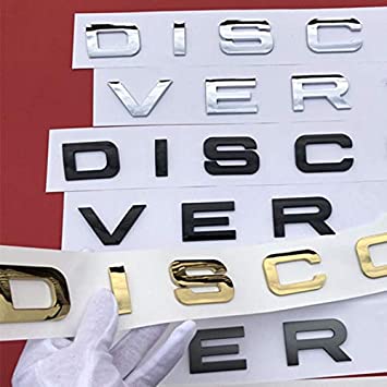 Tem dán oto chữ Discovery 3D nổi mạ bạc, vàng, titan