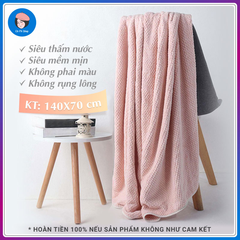 Khăn tắm sợi microfiber, khăn lau người lông mềm mịn, siêu thấm nước 70x140cm - Cô Mi Shop