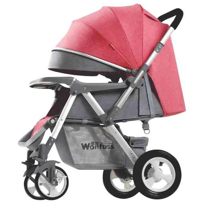 Xe đẩy trẻ em 2 chiều ba tư thế BELECOO 511 bánh cao su có giảm xóc bảo hành 12 tháng (Hồng)