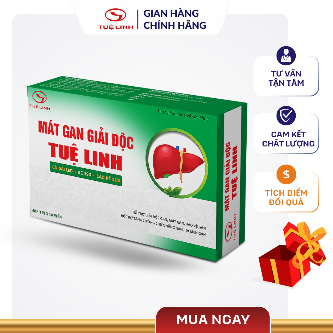 Mát gan giải độc Tuệ Linh Chính hãng - Tăng cường giải độc gan mát gan bảo vệ gan - Hộp 30 viên