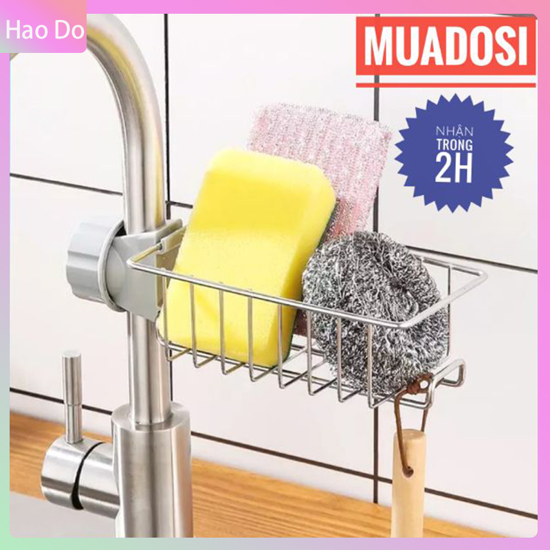 Kệ inox gắn vòi nước kệ giỏ đựng để đồ rửa chén bát kệ gắn bồn rửa chén