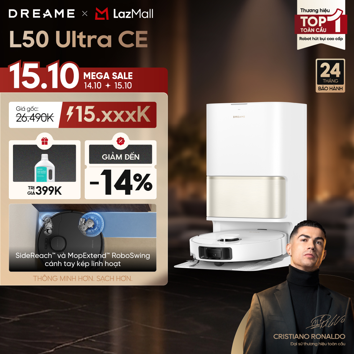 Dreame L50 Ultra Ce Specialized Floor Cleaning Robot - 24 Month Warranty