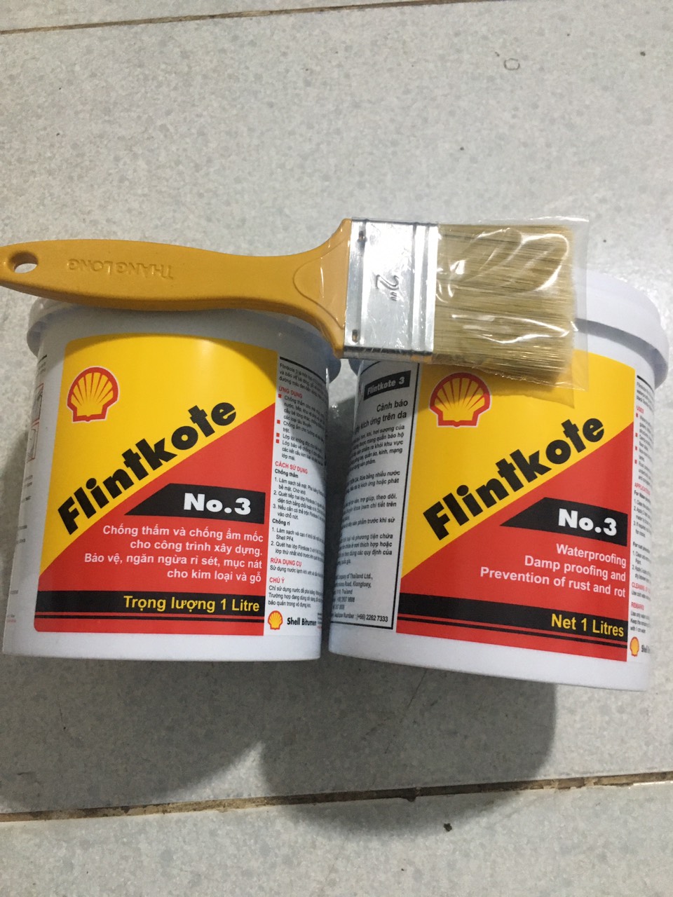 Sơn chống thấm bể cá Koi, bể nước, sàn, tường đứng, Shell Flinkote 1L, Chống thấm đa năng màu đen