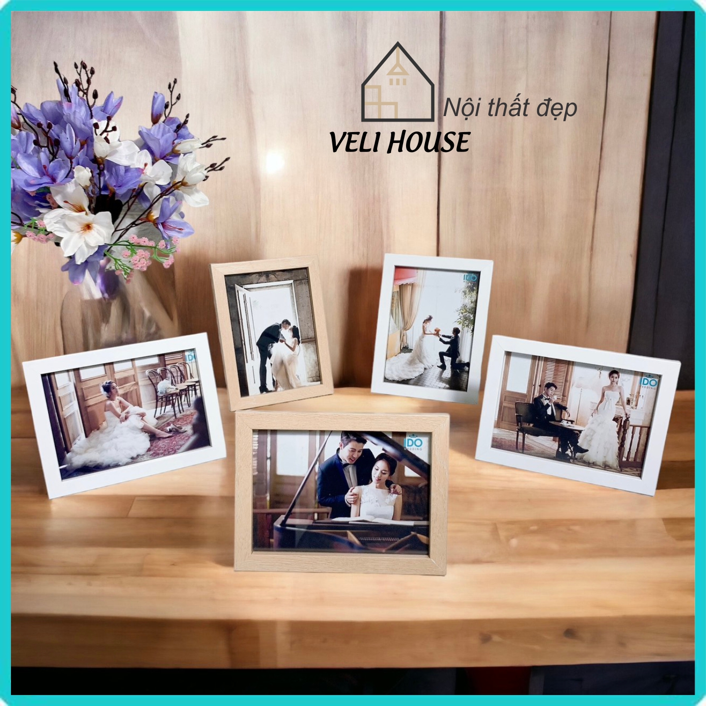 Combo 5 khung hình để bàn & treo tường ( ảnh 13x18 cm ) - Miễn phí in ảnh - Măt Kính 2mm