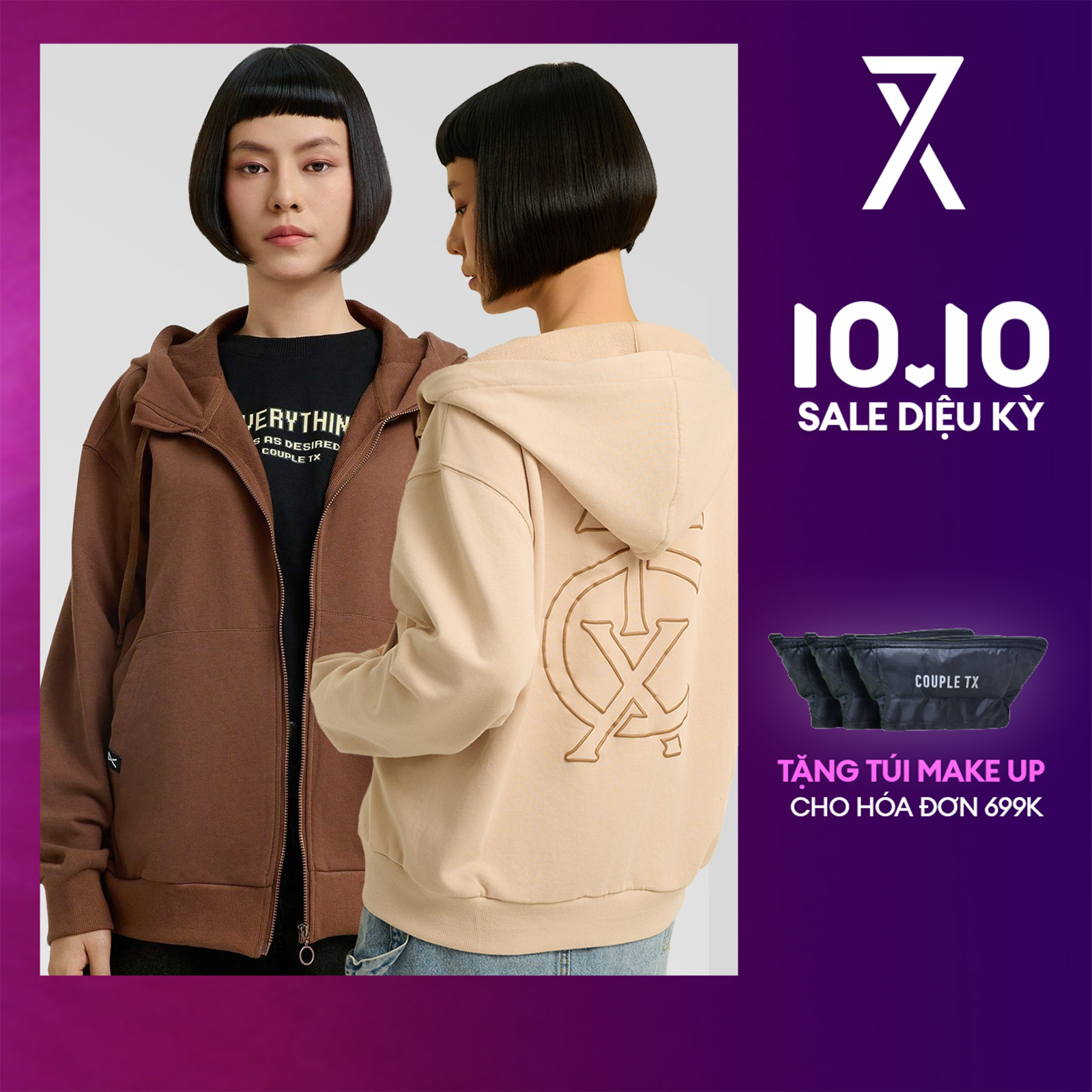 Áo Khoác Chống Nắng Nữ Couple TX Thun Chân Cua In Nhũ Nổi Special Play Logo Form Relax WOK 2060