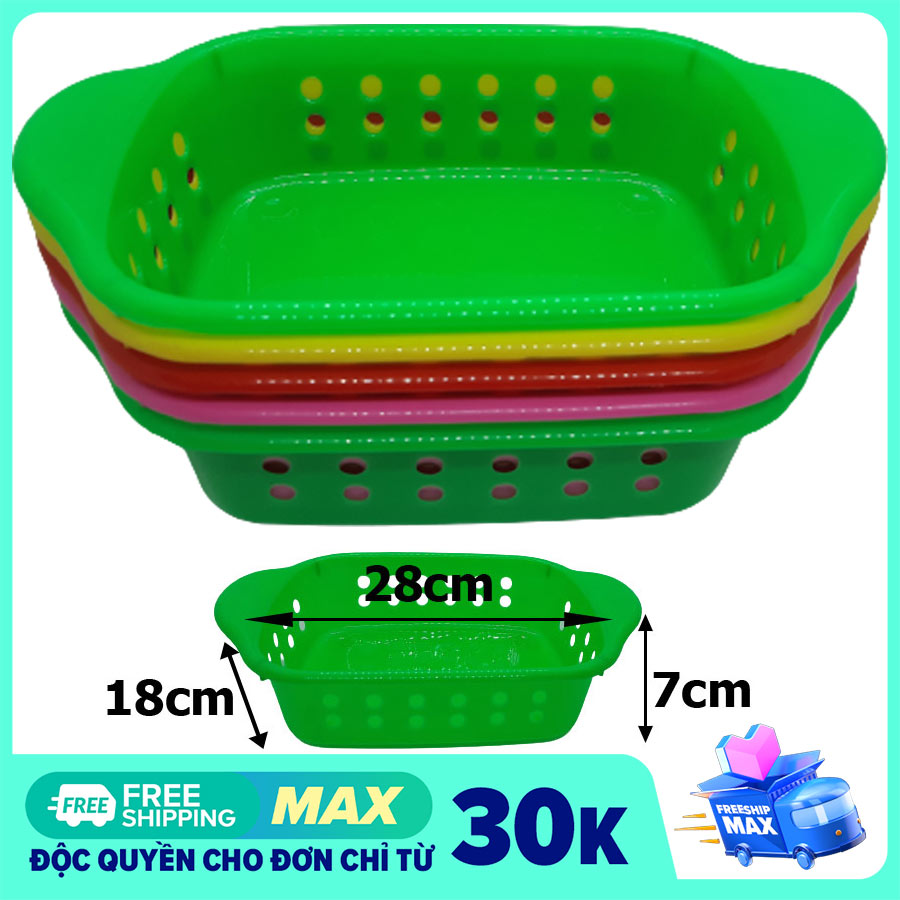 Bộ 5 rổ nhựa hình chữ nhật 28cm- shop giao  màu ngẫu nhiên