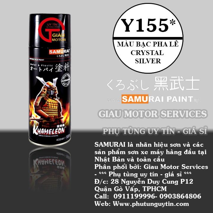 Sơn xit Samurai Y155 màu bạc pha lê Crystal Silver