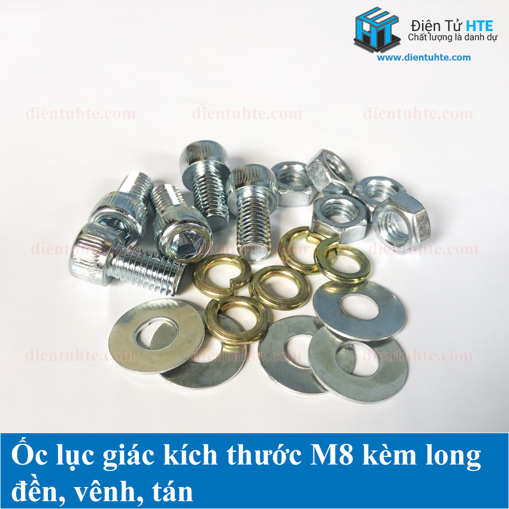 Ốc lục giác M8 kèm long đền, vênh, tán