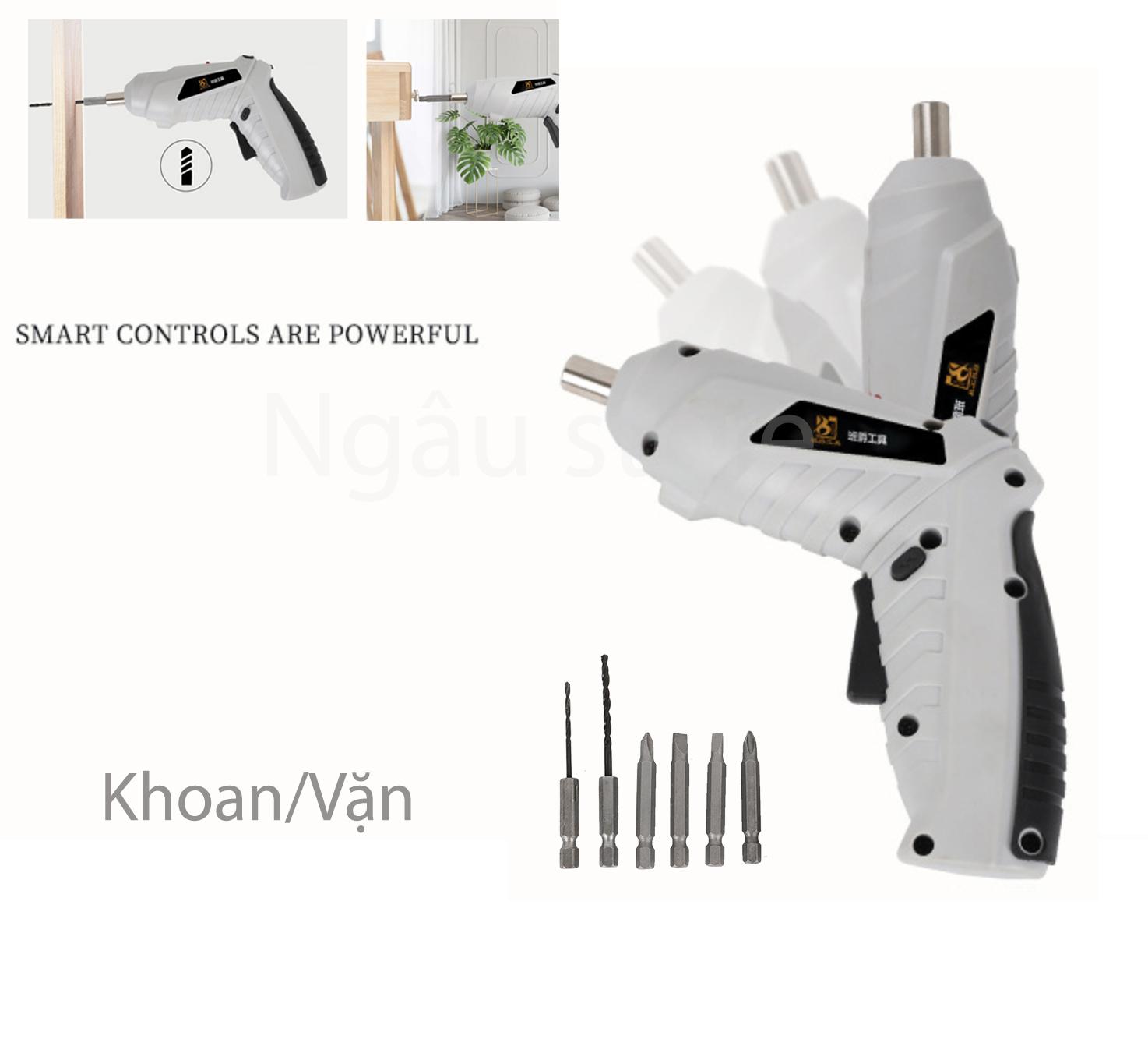 Máy bắn vít 2 chiều mini khoan vặn dùng pin nhỏ gọn pin 18650 có sạc - kèm chi tiết vặn ốc