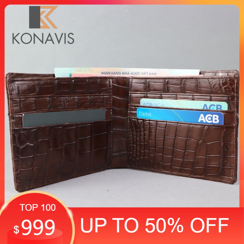 Ví Da Nam Bóp Da Nam Da Bò Vân Cá Sấu FTT LEATHER thật 100% Mã VA-VB01 ( Bảo hành 10 năm bề mặt da không bị bong tróc -nổ da )