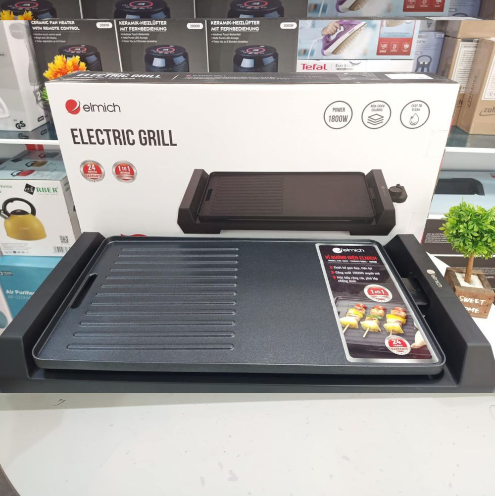Vỉ nướng điện Emich EGE-3642 công suất 1800W khay nướng chống dính rời - Hàng chính hãng, bảo hành 24 tháng