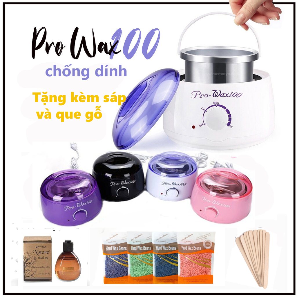 Combo nồi nấu sáp kèm sáp wax lông và que gỗ combo tẩy lông triệt lông