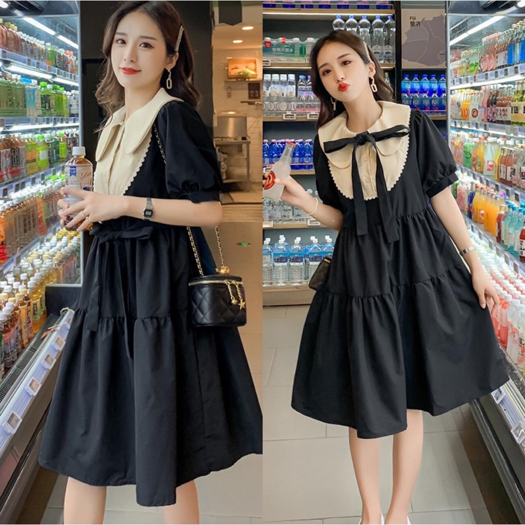 Đầm babydoll dễ thương phom 55-70kg bầu bí mặc được nhé