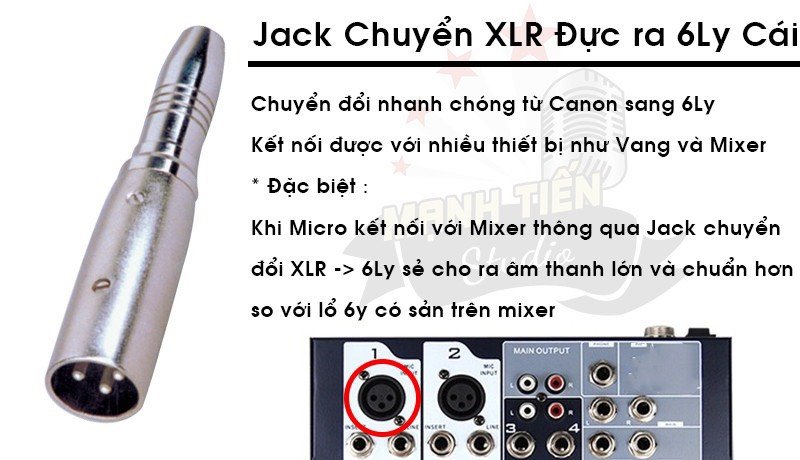 Jack Chuyển Đổi XLR Canon Đực Ra 6 Ly Cái, Đầu Chuyển Rắc Canon Đực Ra 6 Ly Cái Dùng Cho Hệ Thống Âm Thanh đơn giá 1 cái
