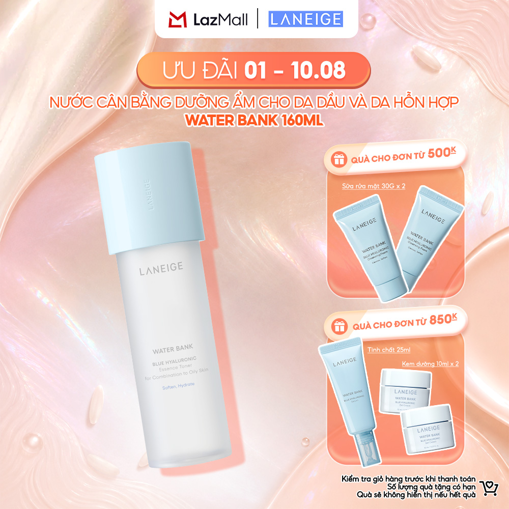 Toner Dưỡng Ẩm Phục Hồi Chuyên Sâu Laneige Water Bank Blue HA Toner Oily 160ML Dành Cho Da Dầu Hỗn Hợp
