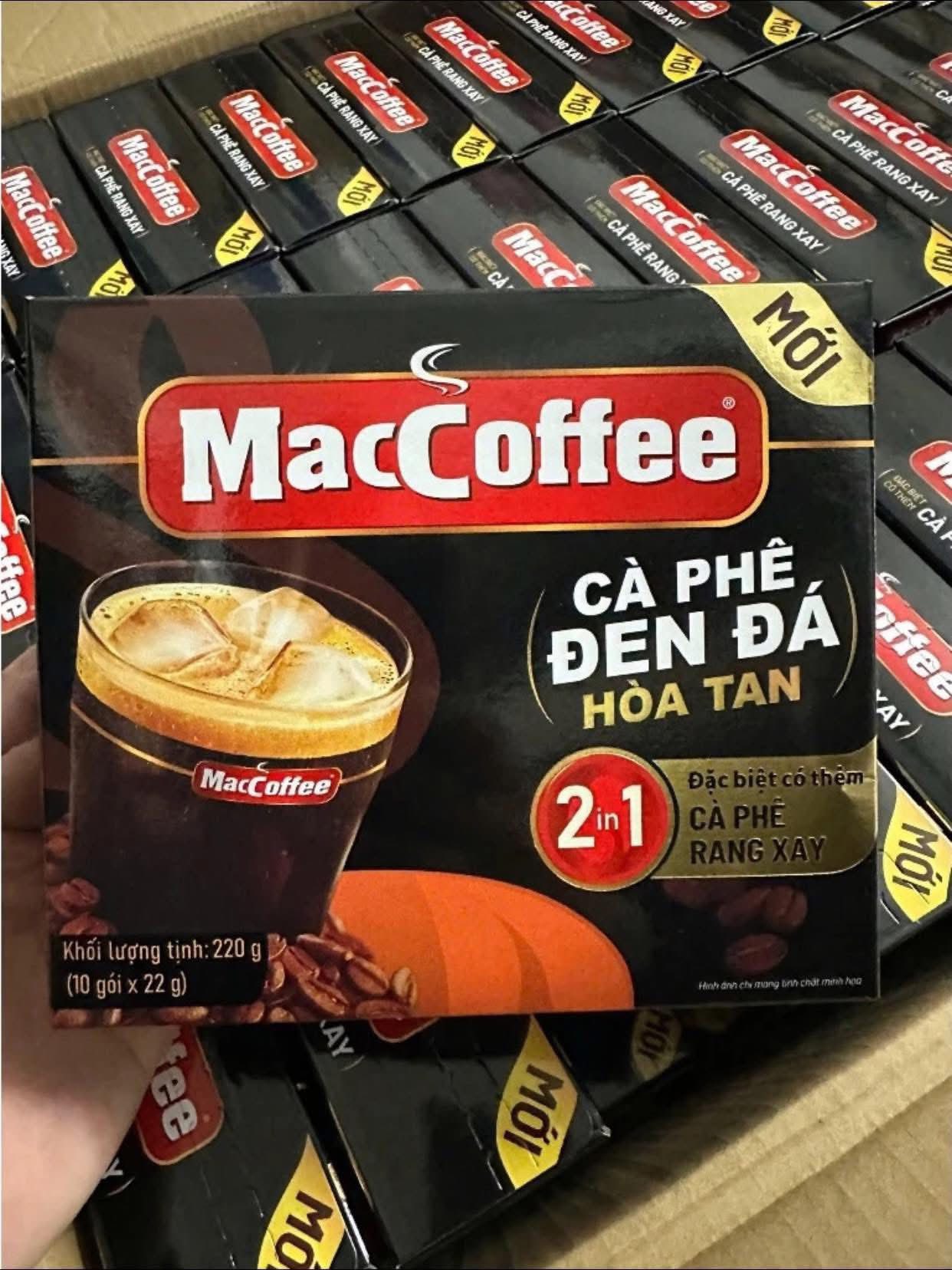 MacCoffee Cà Phê Đen Đá Thêm Rang Xay (22g x10 gói) - Cà Phê Phố Đen Đá Hoà Tan