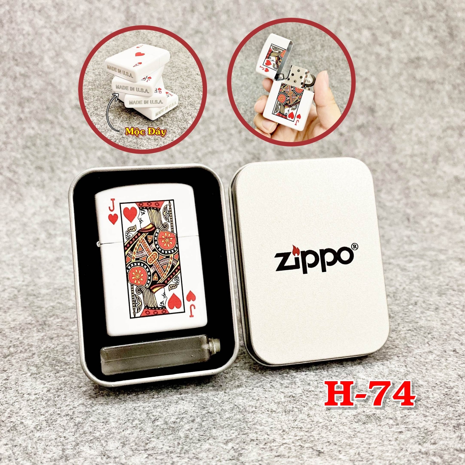 Bật lửa zippo 2 mặt hình lá bài "j cơ"