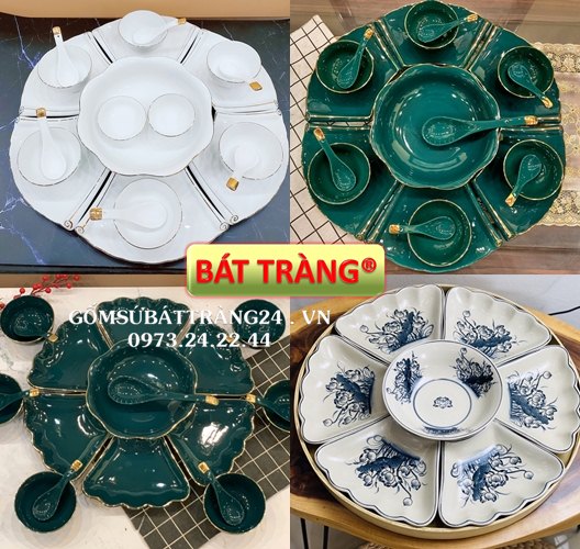 BỘ CHÉN BÁT ĐĨA CÚNG GIA TIÊN BÁT ĐĨA SỨ MÀU XANH VIỀN VÀNG CAO CẤP BỘ BÁT ĐĨA BÀY CƠM CÚNG GIỖ