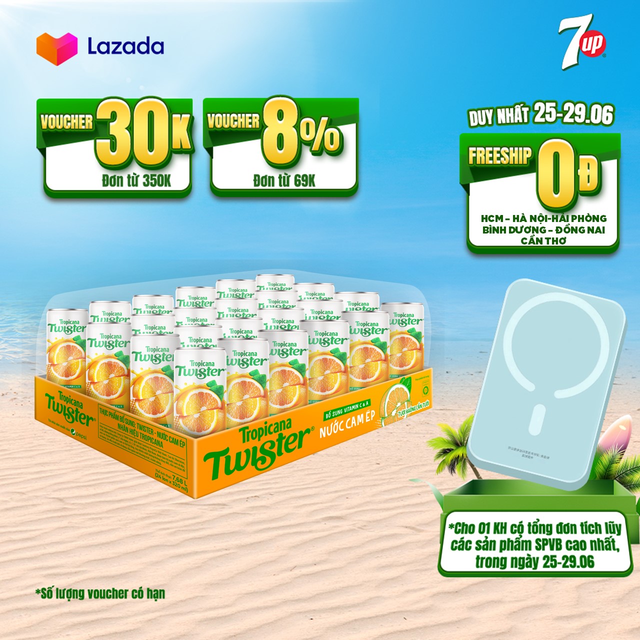 Thùng 24 Lon Nước Trái Cây Twister Cam (320ml/lon)