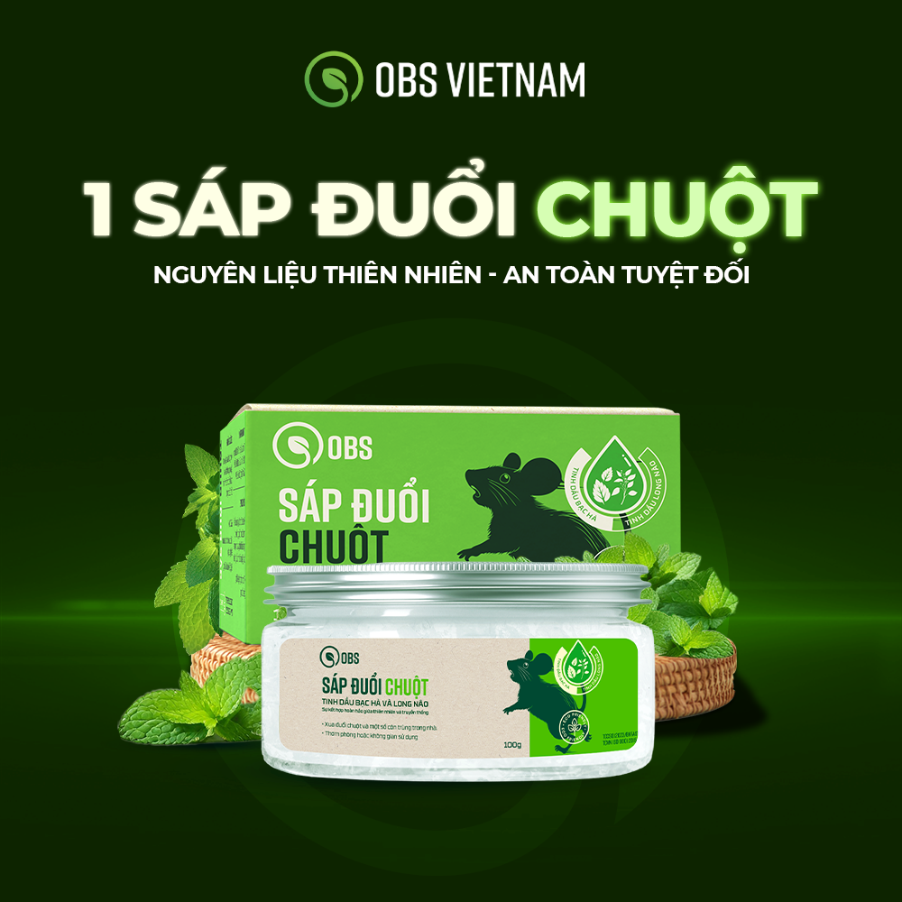 [Combo] Sáp Đuổi Chuột OBS Tinh Dầu Tự Nhiên An Toàn Cho Mọi Gia Đình 100g