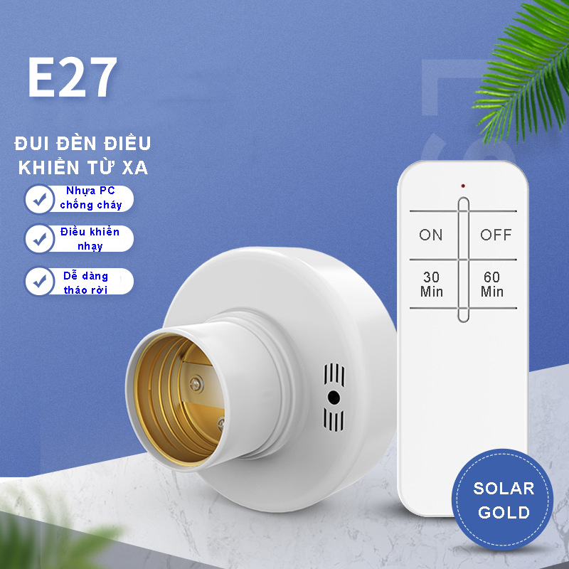 Đui đèn điều khiển từ xa Gonka chế độ hẹn giờ tắt với 2 mốc thời gian, công suất tối đa 100W tiêu chuẩn E27