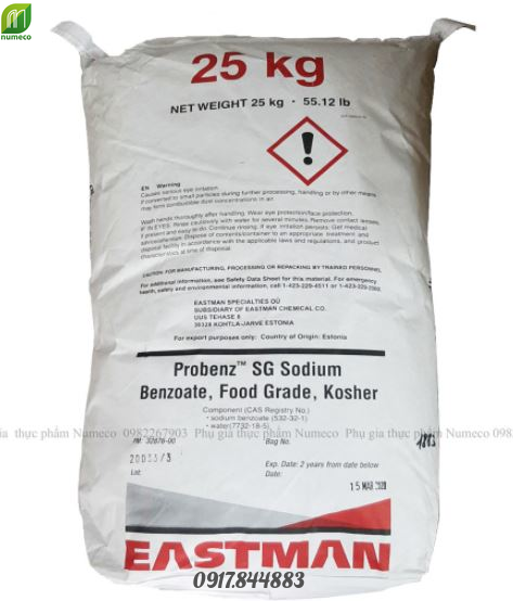 Bảo quản chống mốc Sodium Benzoate Châu Âu dùng cho thực phẩm, mỹ phẩm 1kg