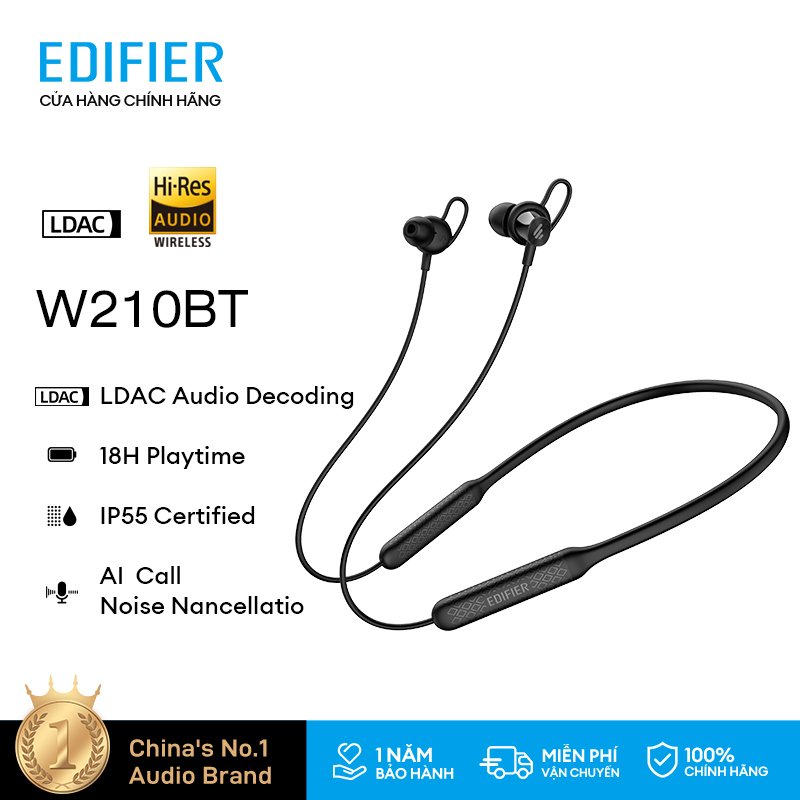 Tai nghe Nhét tai Không dây Edifier W210BT Tai nghe đeo cổ Tai nghe Thể thao Không dây Độ phân giải cao LDAC Bluetooth 5.3