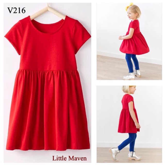18m-6t: váy xoè little maven đỏ trơn