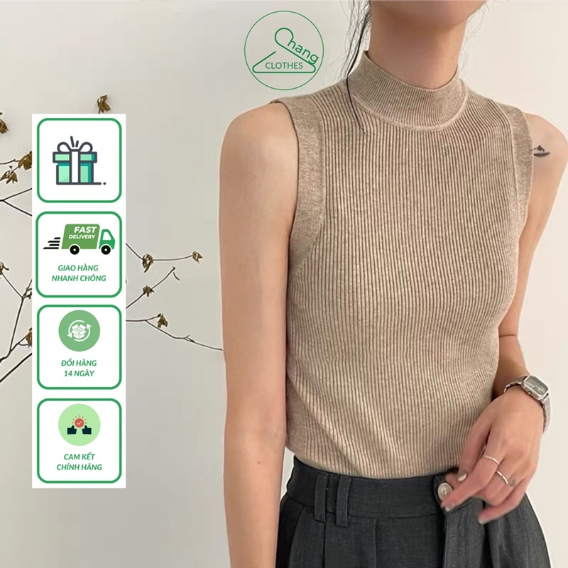 Áo len sát nách cổ cao 3 phân CHANG, chất len lông thỏ gồm 7 màu freesize <65kg