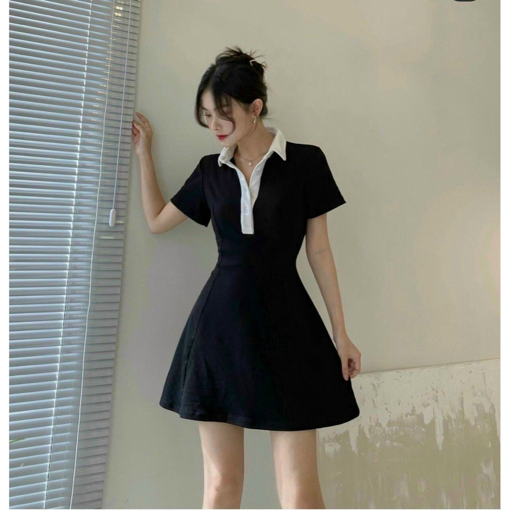 Đầm polo nữ ngắn tay cổ viền dáng ôm siêu xinh, đi chơi, đi dạo phố Q014