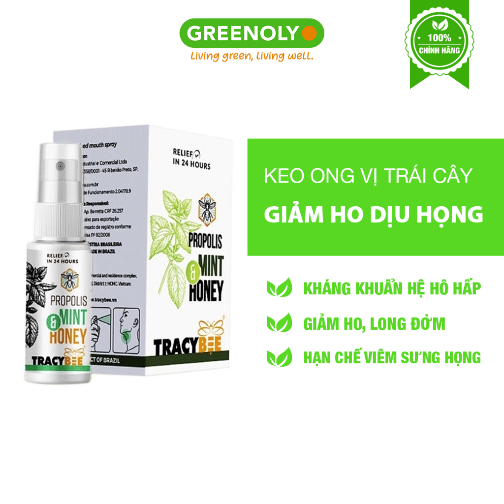 Xịt keo ong xanh hỗ trợ giảm ho đau họng tracybee 30ml