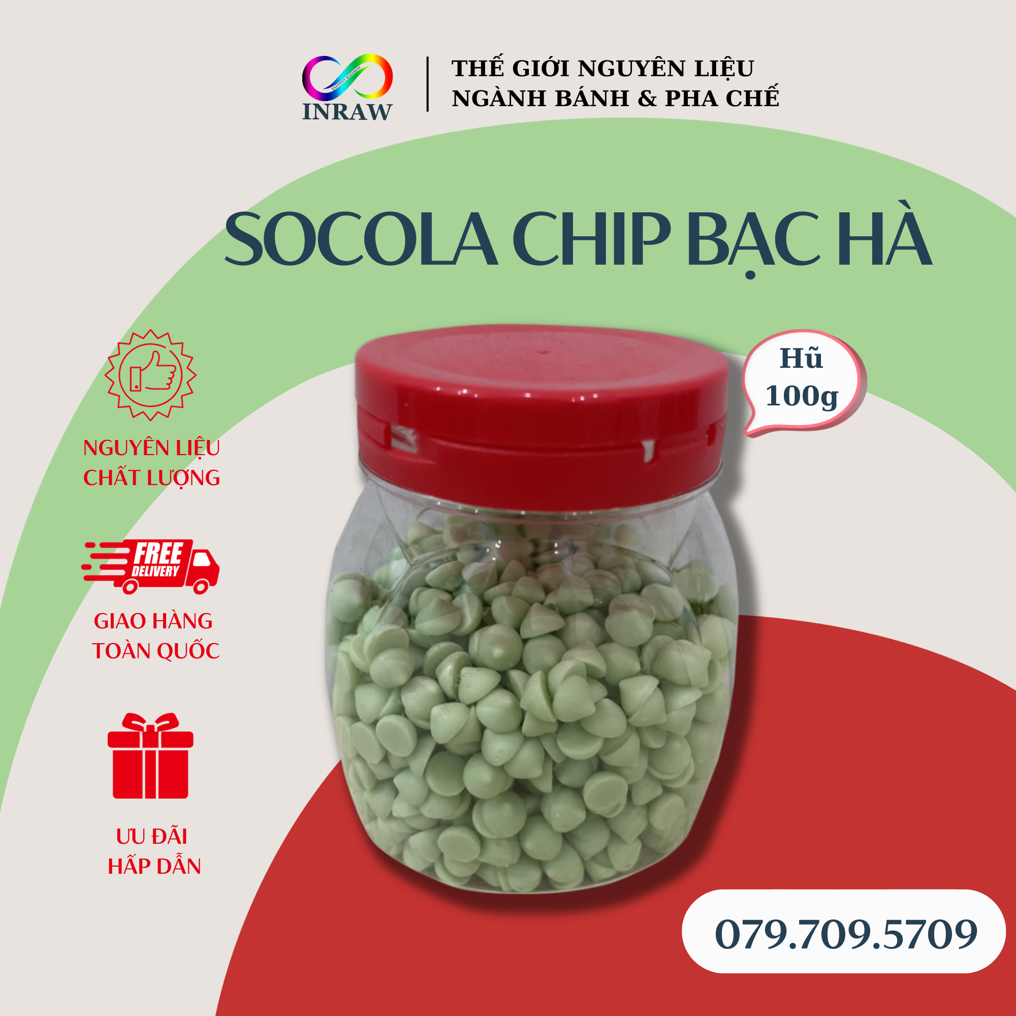 Socola chip xanh bạc hà 100gr