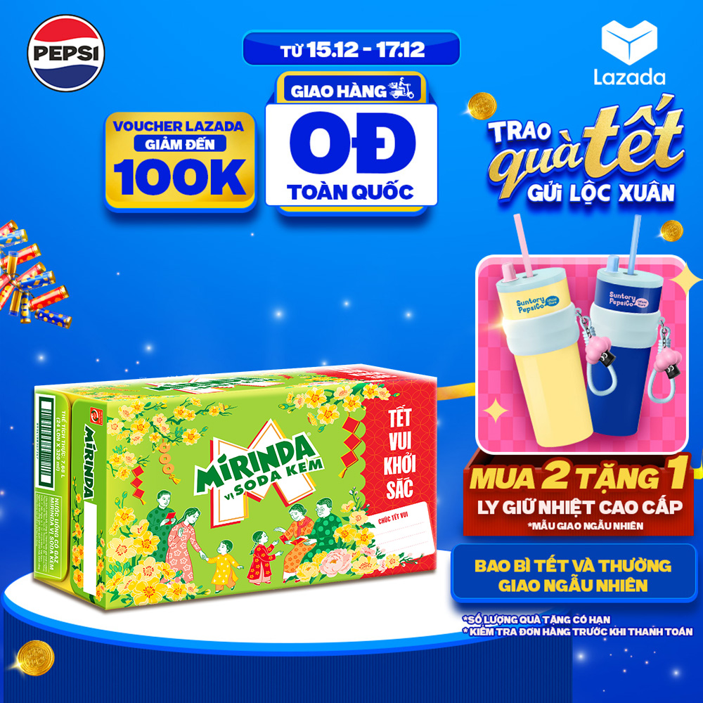  SALE 15.12  Thùng Nước Ngọt Giải Khát Có Gaz Mirinda Soda Kem  320ml lon  