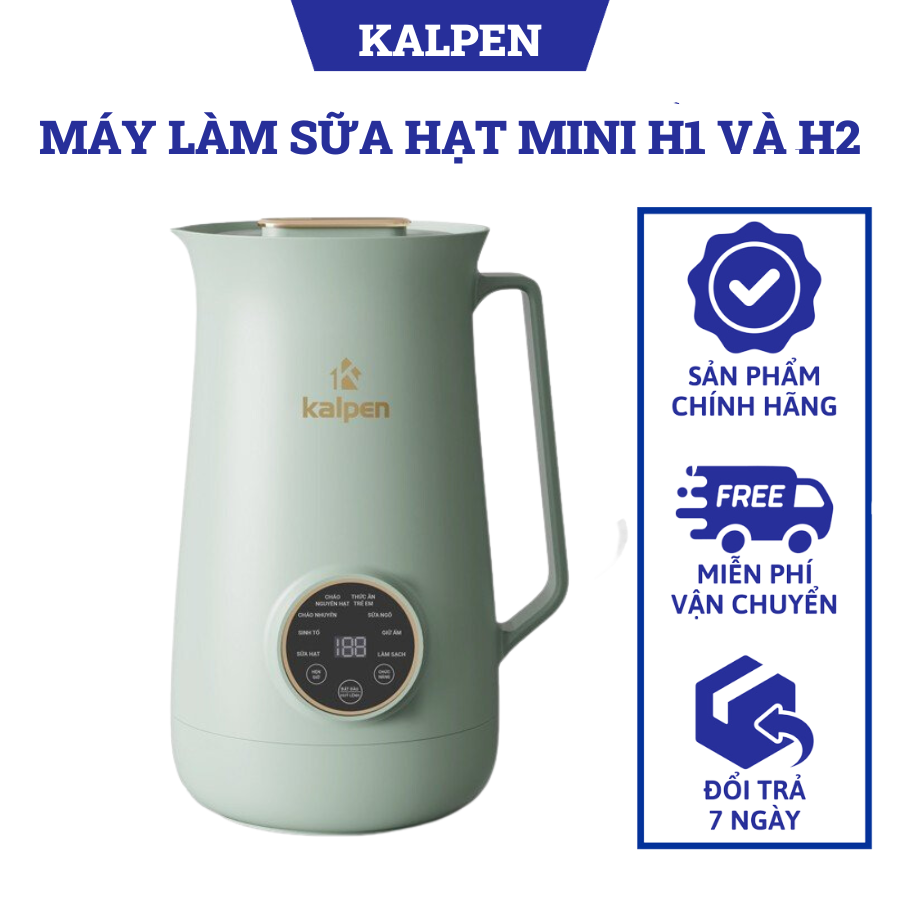 Máy làm sữa hạt mini Kalpen H1 và H2 mẫu mới nhất hè năm 2023, Hàng chính hãng, Bảo hành 12 tháng