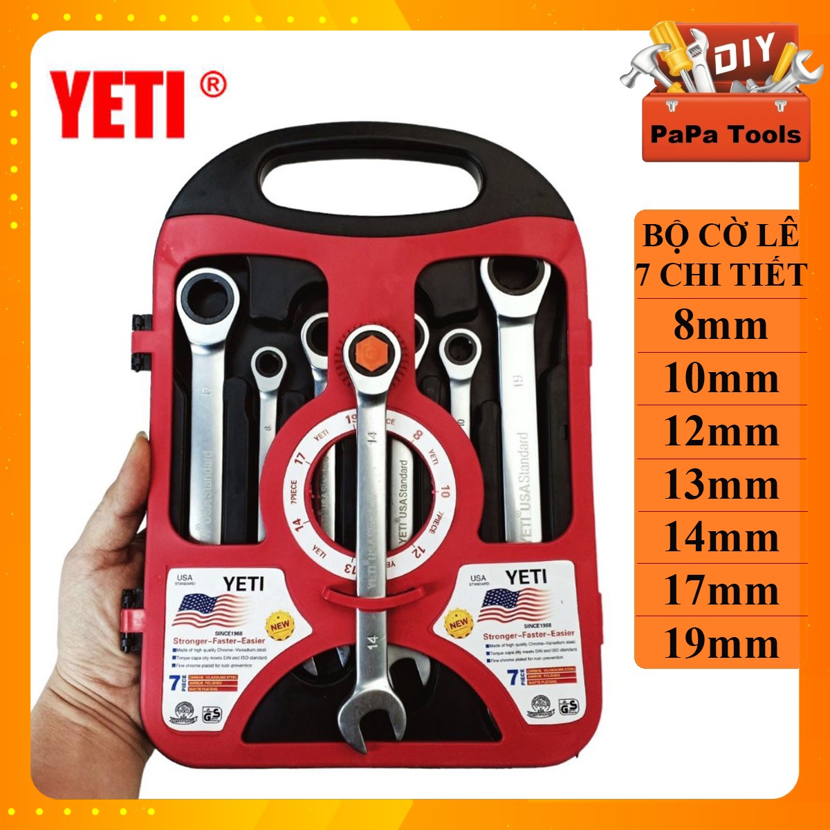 Bộ khóa vòng miệng - Bộ cờ lê đa năng- Cờ lê tròng tự động 8-19mm, có 2 loại cổ thẳng và đầu gật gù xoay 180 độ