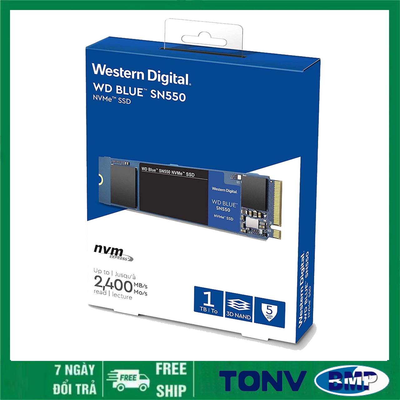 SSD Western Digital Blue SN550 PCIe Gen3 x4 NVMe M.2 1TB WDS100T2B0C