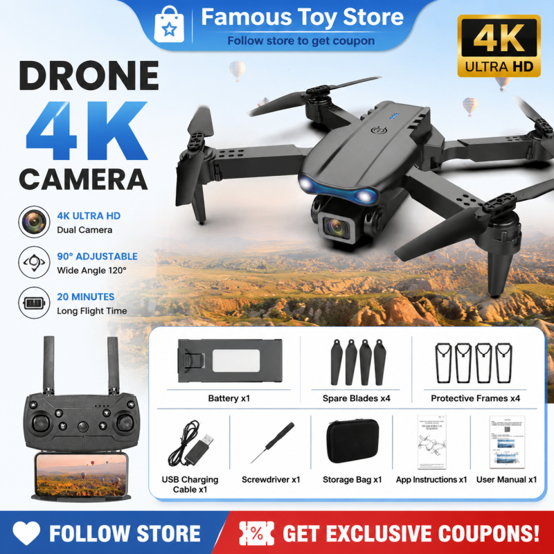 DJI Drone E99 Pro – Camera kép 4K chống rung, điều khiển bằng cảm ứng, lý tưởng cho người mới bắt đầu