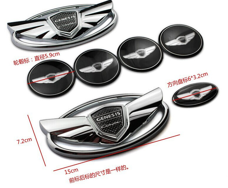 Bộ Logo xe Hyundai Genesis cánh chim 7 chi tiết dùng cho các loại xe
