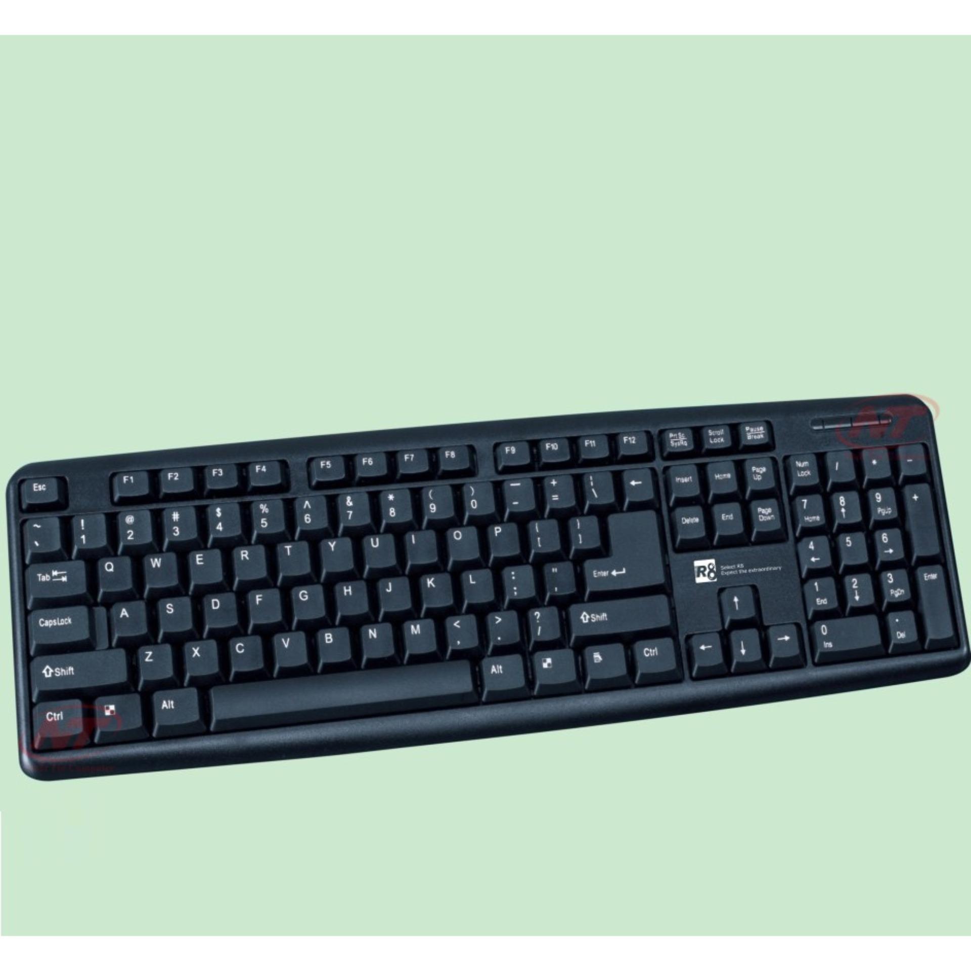 Bàn phím máy tính R8 1801 - cổng USB (Đen) - Hãng phân phối chính thức - Nhất Tín Computer