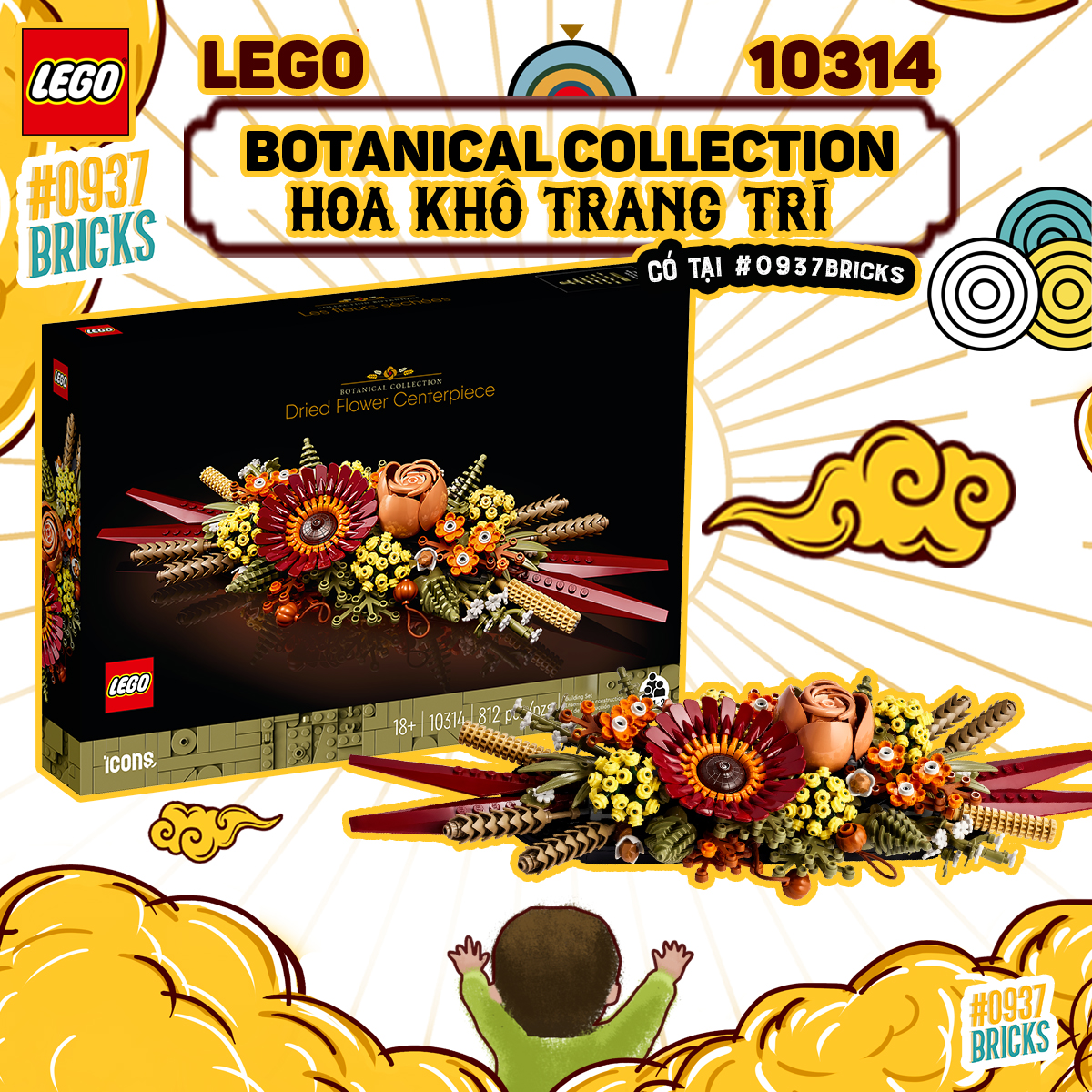 Lego 10314 lego® icons dried flower centerpiece bó hoa khô trang trí 0937bricks 10280 10311