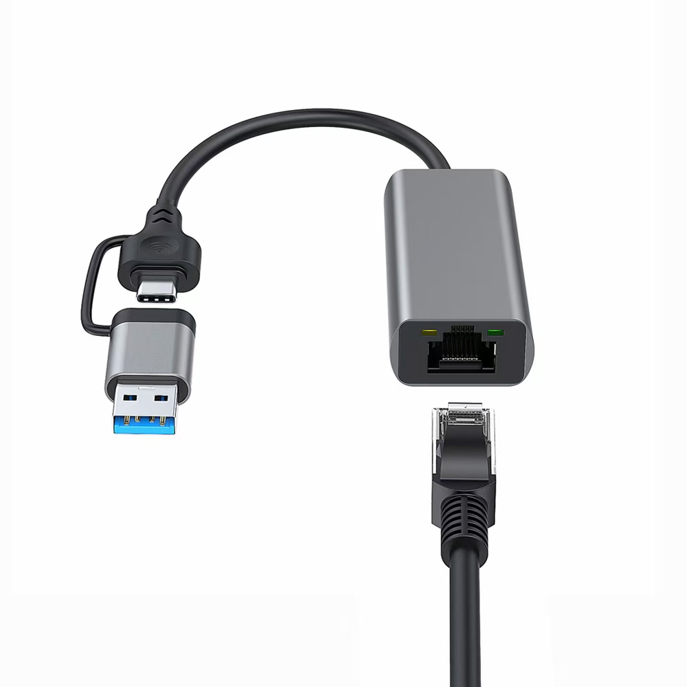 Dây cáp 2 trong 1 loại type c sang lan adapter gigabit lan ethernet usb rj45 cáp mạng cho laptop